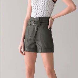 White House Black Market High-Rise 5-Inch Coated Paperbag Belted Shorts size 8